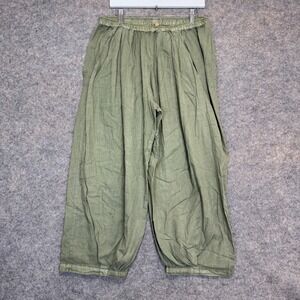 Free People To The Sky Parachute Pants Womens Medium Army Green Wide Leg Balloon